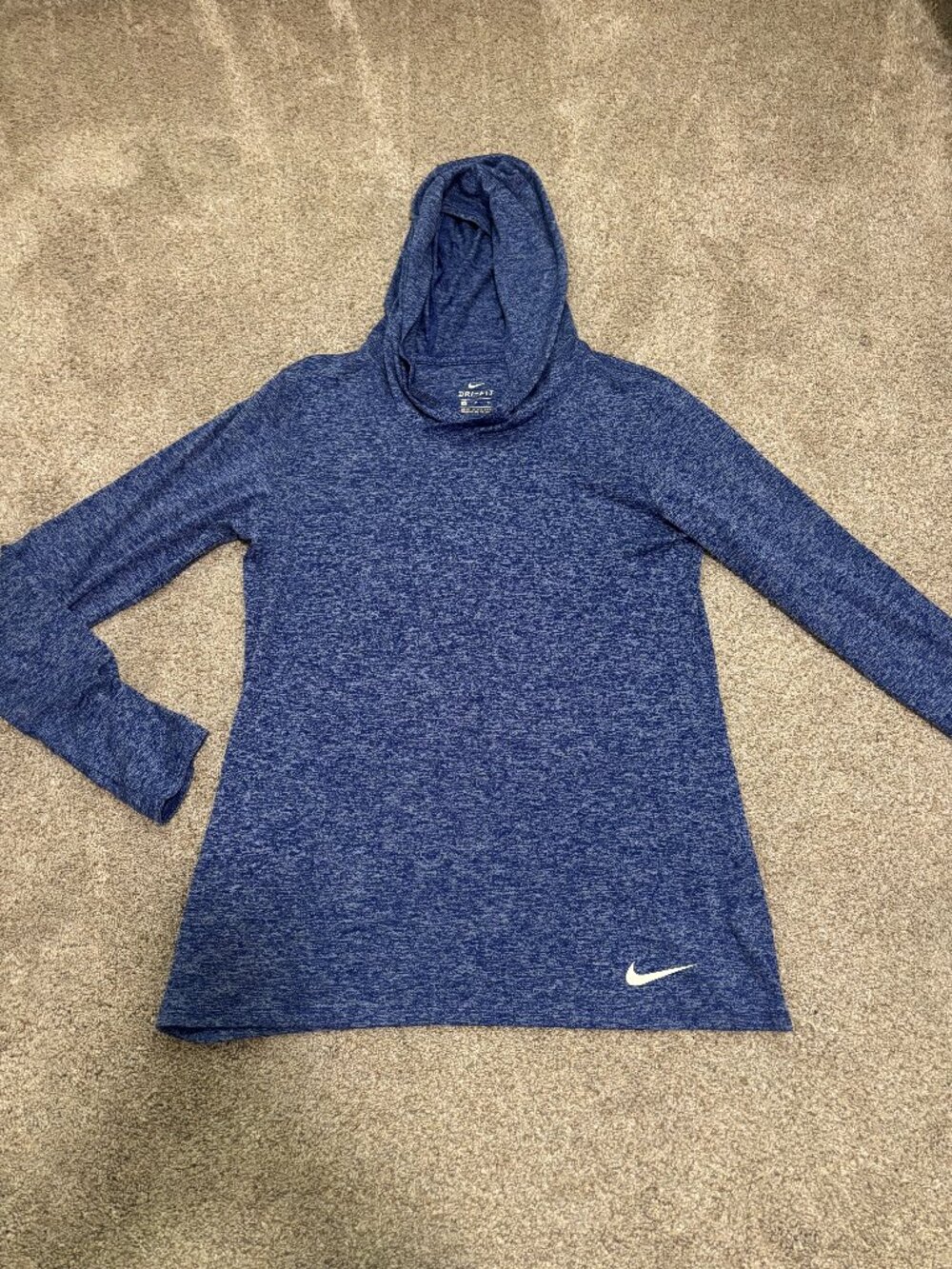 Nike Dri-FIT Blue Heathered Long Sleeve Hoodie Top S
